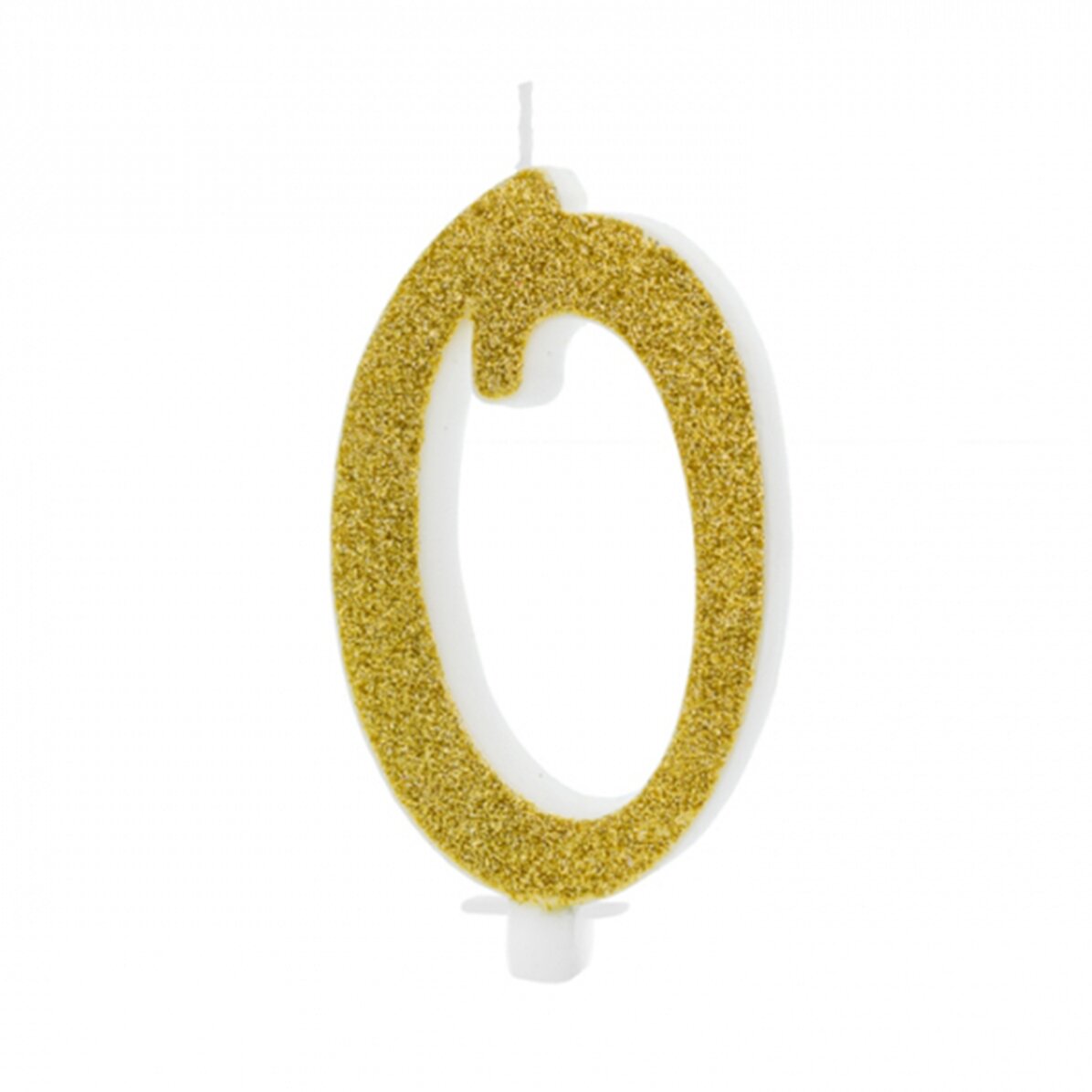 Lumanare Gigant Cifra 0 Glitter Auriu