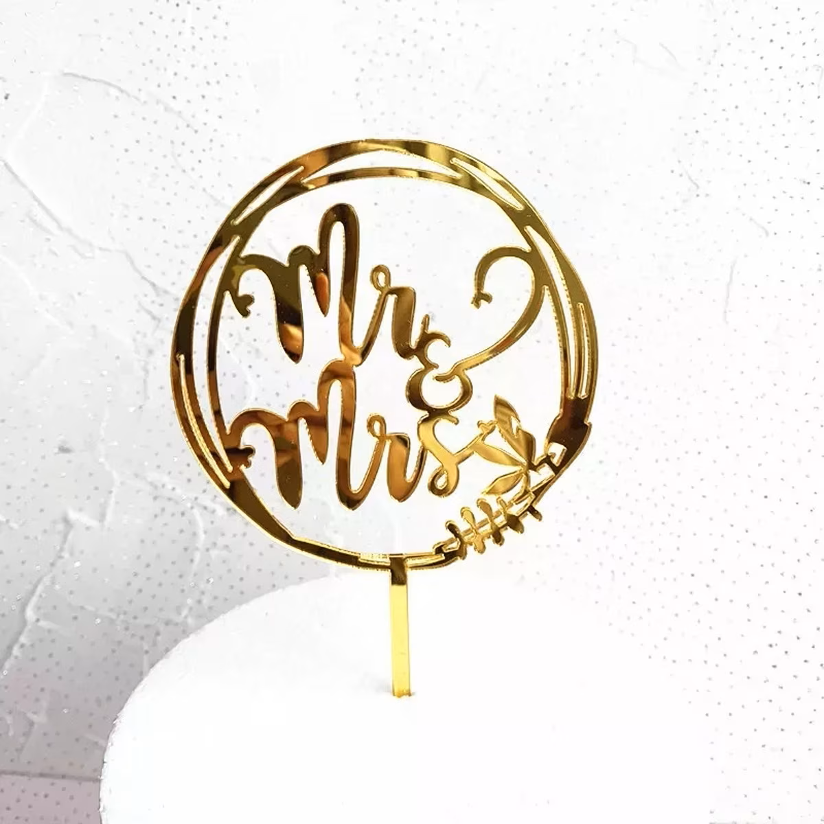 Topper Tort Mr & Mrs — Cerc Auriu Metalic